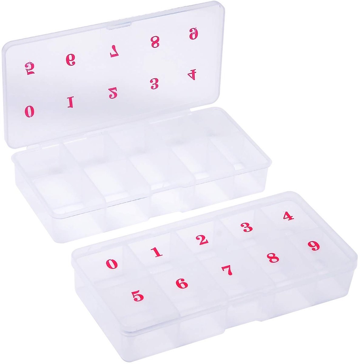 JHUBERS- Opbergdoos 2 Pack - Opbergdoos Nageltips - Mini-opslagcontainers - Plastic - Lichtgewicht - Transparant Ontwerp - Opslagdoos
