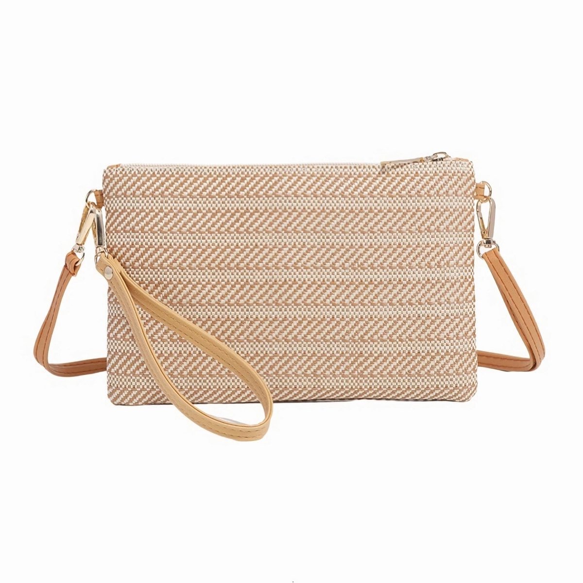 JHUBERS- Telefoontas - Boho Stro - Schoudertas Dames - Crossbody Tas - Magnetische Sluiting - Lichtgewicht 70 gr - Ideaal voor Strand en Vakantie