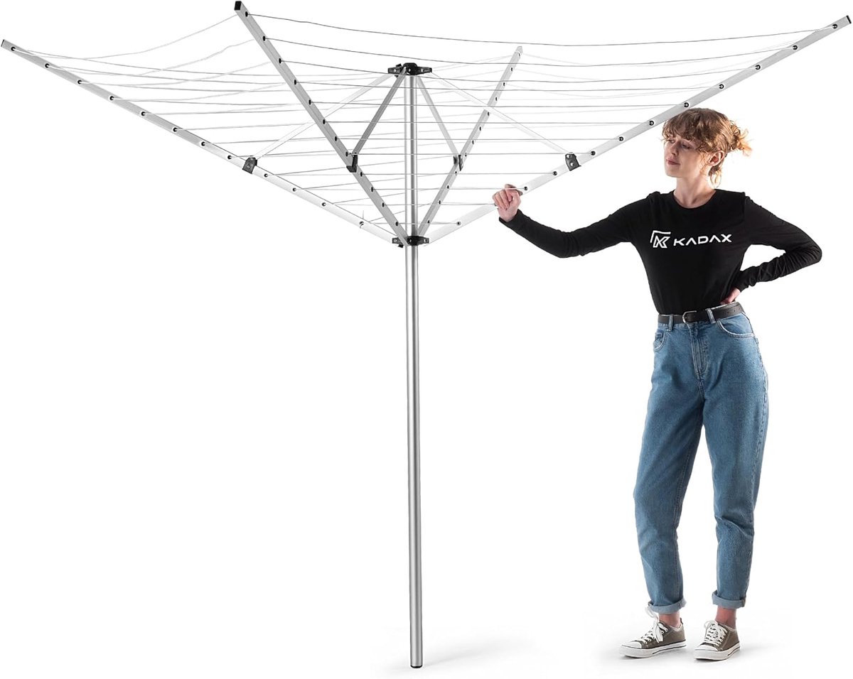 Droogmolen Tuin - Wasrek Buiten - Kleding Drogen - Hoogte Verstelbaar - 50 Meter Lijn - Zilver thumbnail 6