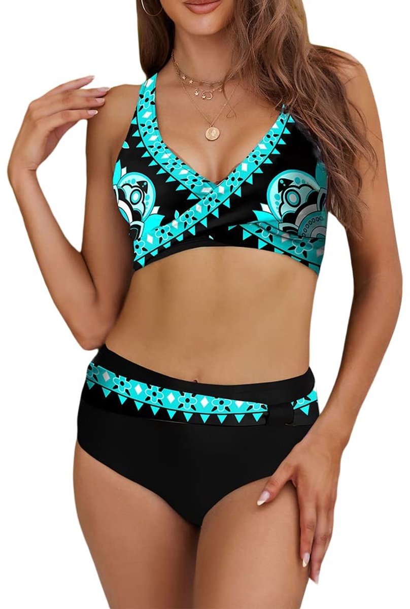 Dailygoods- Badpak Dames 2-delig - Push-up - Sportkleding - Grote Maat S-2XL - Etnisch Design - Polyester Materiaal - Bikini