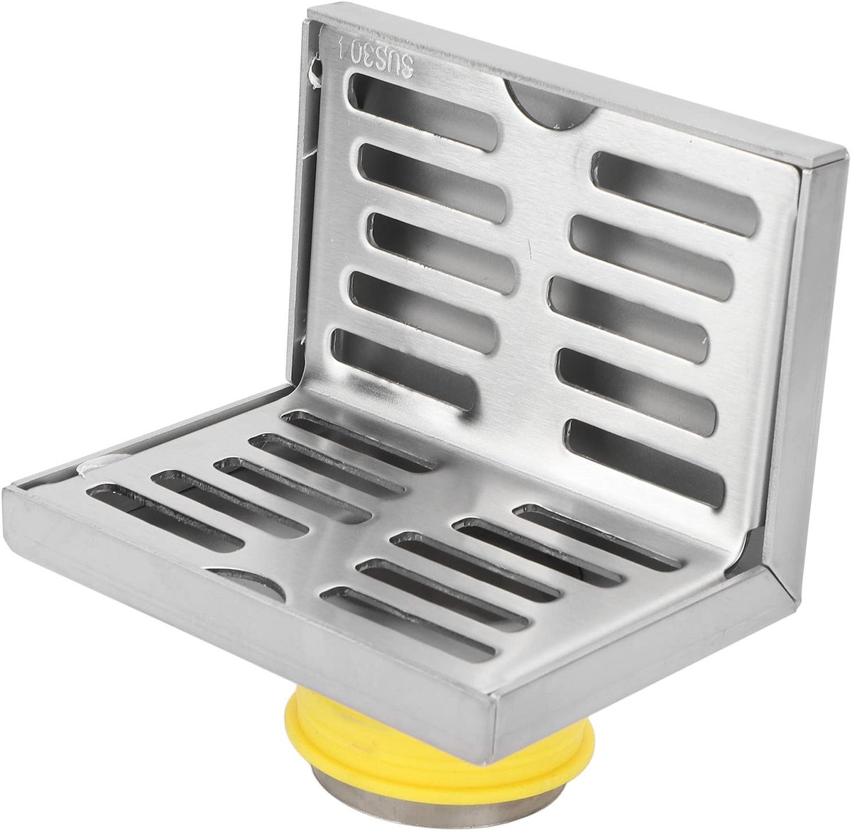 Dailygoods- Zijafvoer Hoogwaardig Roestvrij Staal - Hoekafvoerput - Douche Afvoer - Balkon Afvoer - L-vormige Afvoer - Diameter 50 mm - Afvoerputje