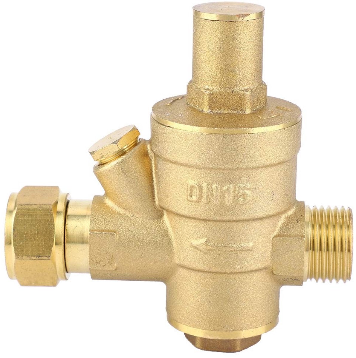 Dailygoods- Drukreduceerventiel DN15 1/2" - Messing - Waterdrukschakelaar - Slijtvast - Corrosiebestendig - Verstelbare drukregeling - Waterdrukregelaar