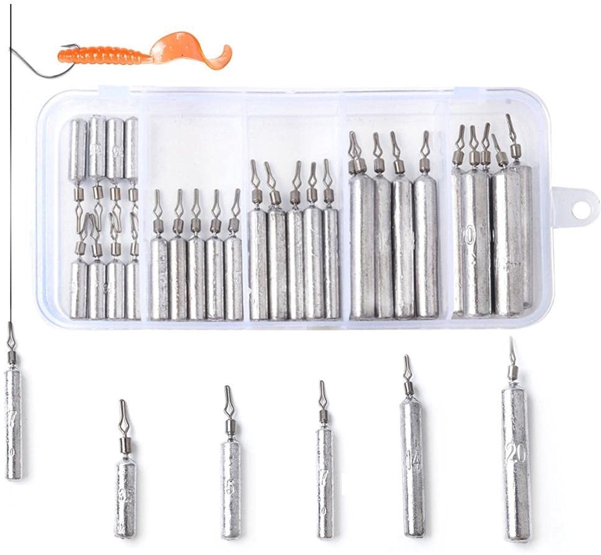 Dailygoods- Loodset Hoogwaardig Materiaal - Dropshot Gewichten - Vissen Accessoires - Kogelpunt Ontwerp - Compacte Potloodvorm - Snelle Wastafel - Vishengels