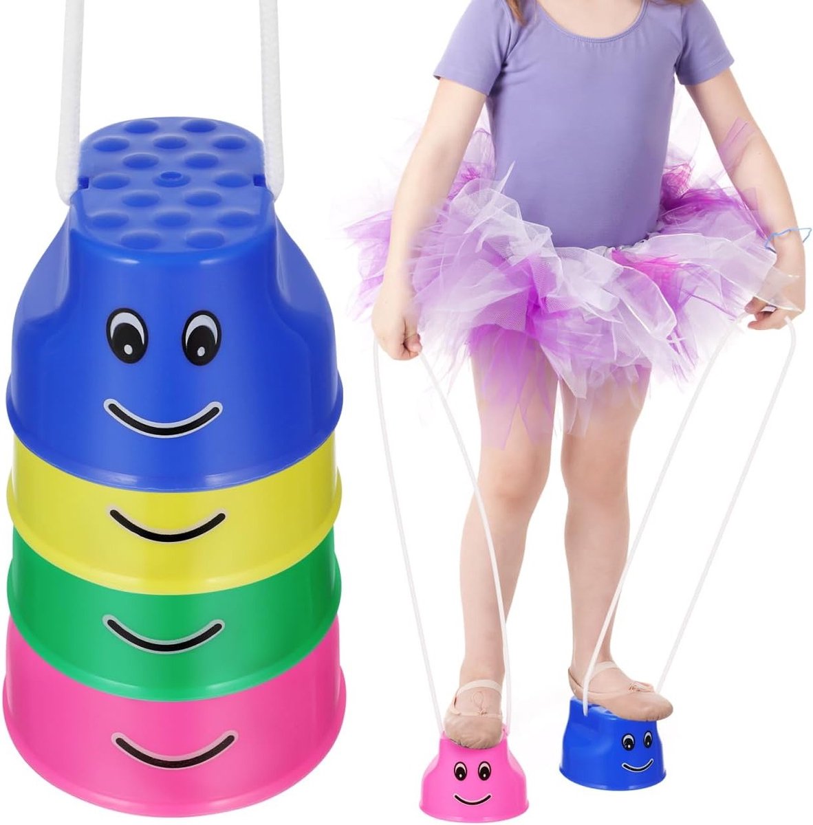 4 Stuks Kinder Potty Pottles: Balans Speelgoed voor Kinderen, Sensomotorische Training en Ruimtebesparend Stapelspel in Diverse Kleuren