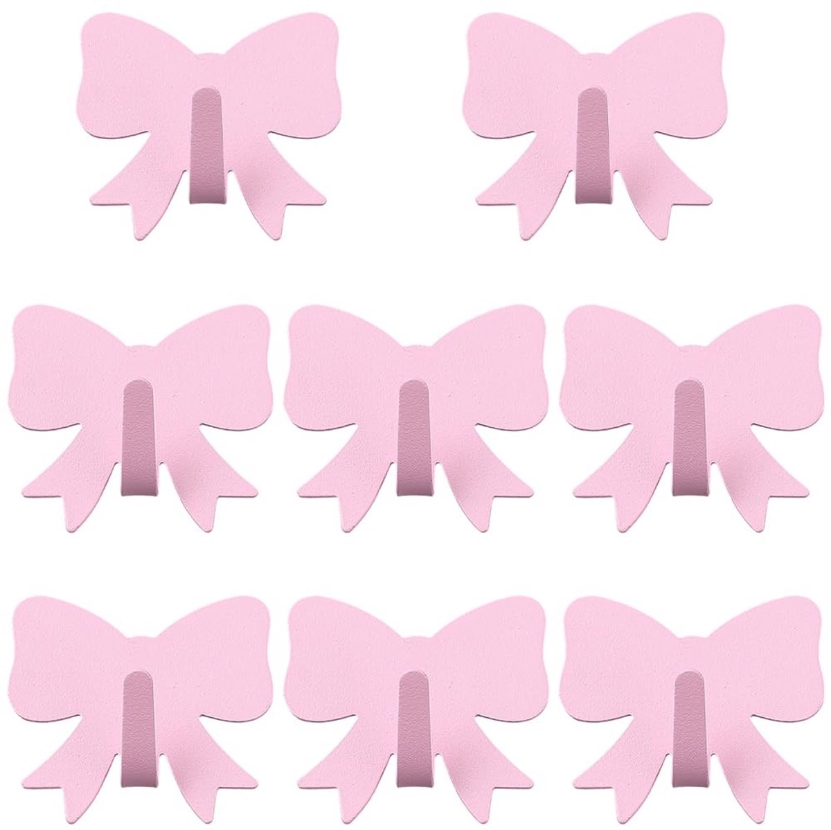 VLEMICO - 8 Stuks Roze Strikhaken - Decoratieve Wandhaken voor Sleutels en Kleding