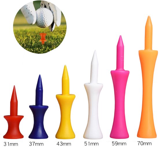 120 Stuks Golf Tees - 6 maten - Herbruikbaar - Oefenmateriaal voor industriële golfers - Golf accessoires - Golfset – Golftee - Multi Kleur - LOUZIR van LOUZIR — afbeelding 4