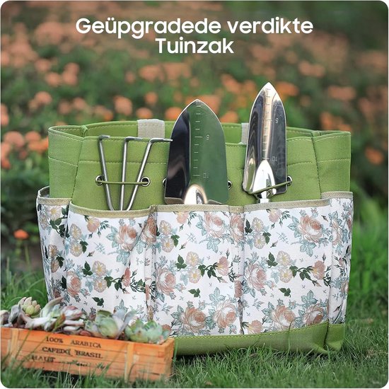 Tuin Expert - 9 delig tuingereedschap set van beukenhout en roestvrij staal - met opbergtas, gieter, handschoenen en snoeischaar - ideaal cadeau voor tuinliefhebbers, moeder of vrouw en dochter — afbeelding 4