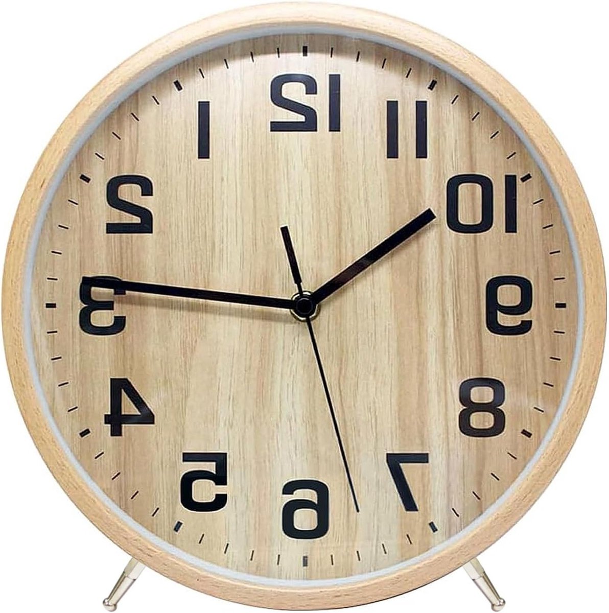 Moderne Houten Klok van 25,5 cm voor Woonkamer en Keuken, Stil en Zonder Tikken, Perfecte Wandklok en Taf klok