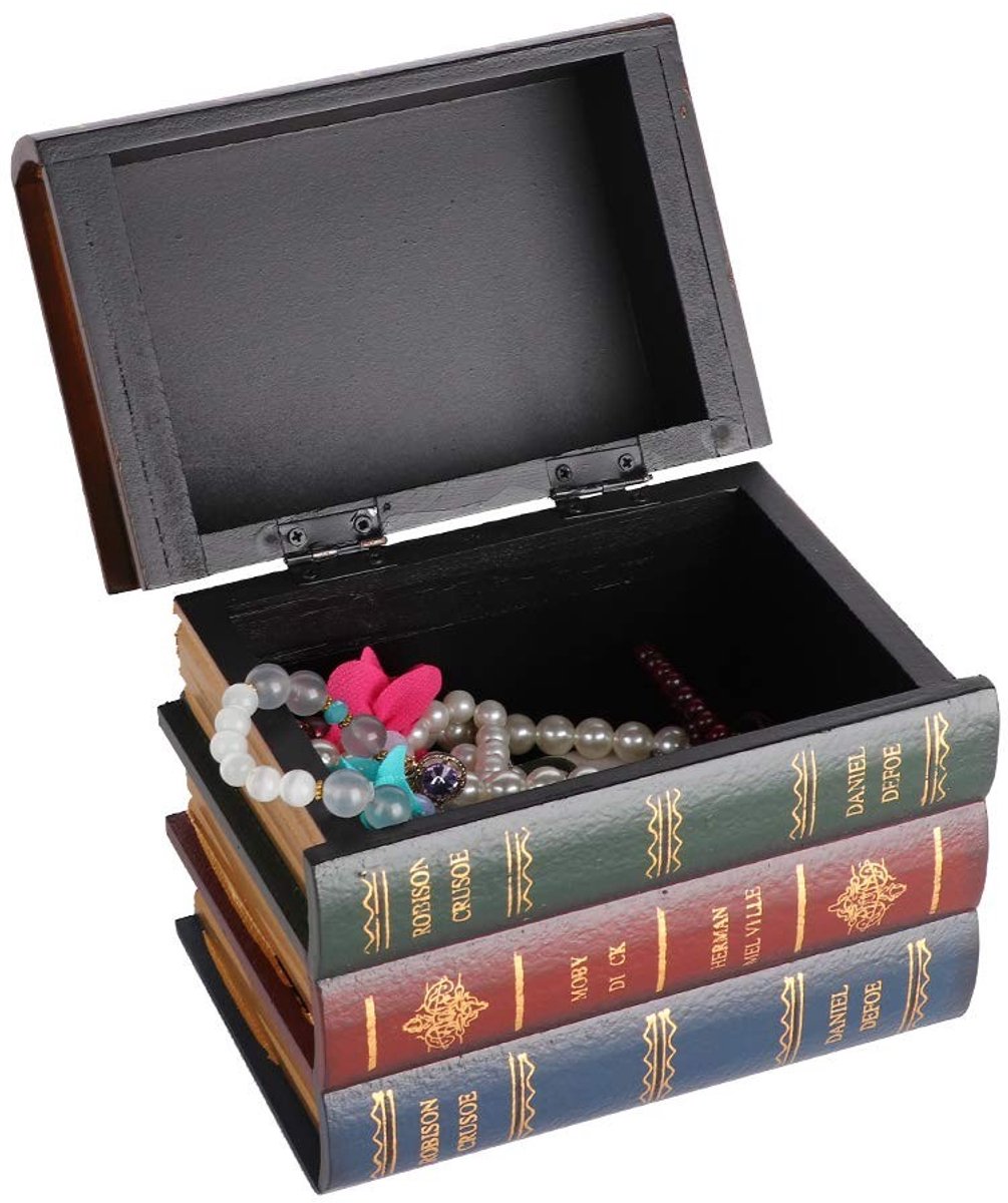 Dailygoods- Boekendoos Antiek - Decoratieve Opbergdoos - Vintage Boekvorm - Grote/Kleine Grootte - Dichtheidsbord - Milieuvriendelijk Materiaal