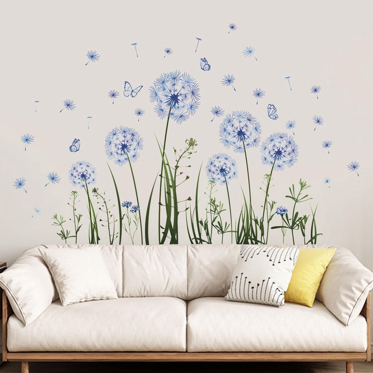 Dailygoods- Raamstickers Dandelion - Raamstickers Planten - Raamstickers Vlinders - Wanddecoratie - PVC - 28.5cm x 90cm