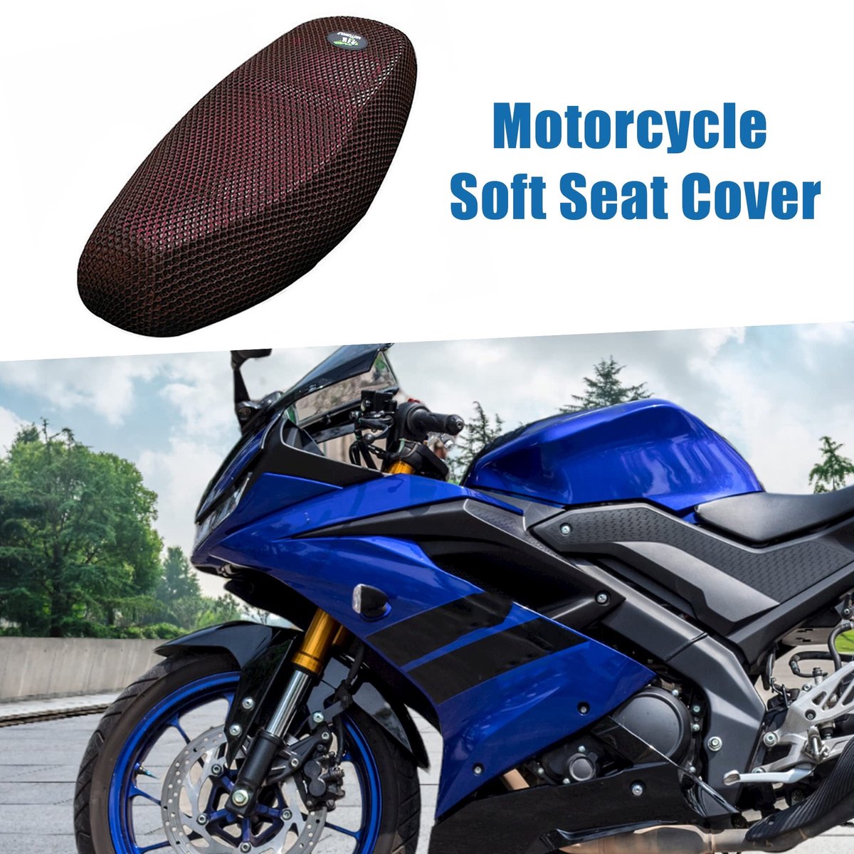 Dailygoods- Stoelbekleding Ademend - Kussen XL - Motorfiets/Bromfiets - Zwart/Rood - Netnet - Comfortabel - Motorfiets Zitting