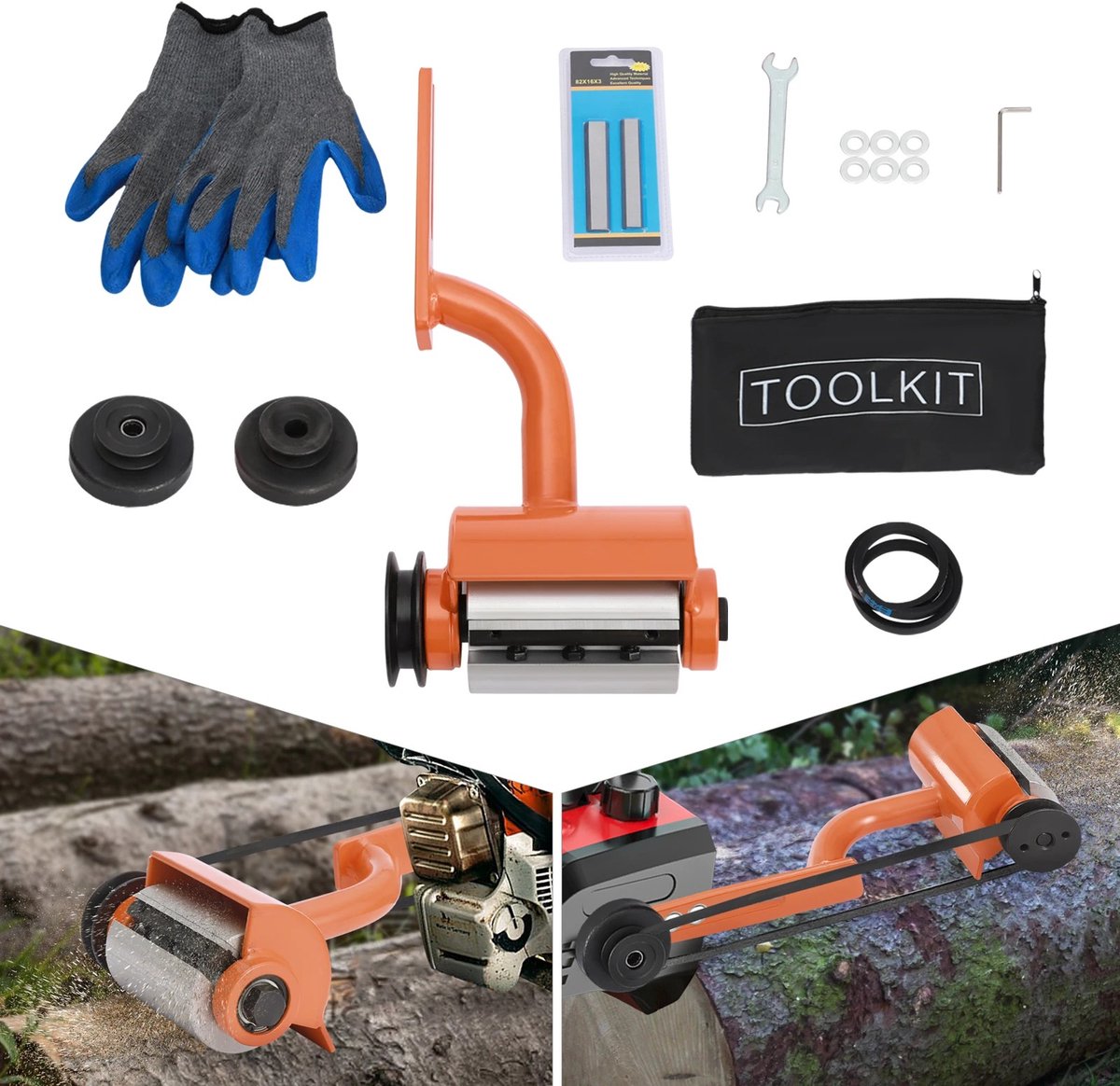 Dailygoods Houten schilmes, schilmes, boomstammes, kettingzaagaccessoire, verstelbare diepte, draagbaar, houtsnijwerk, C