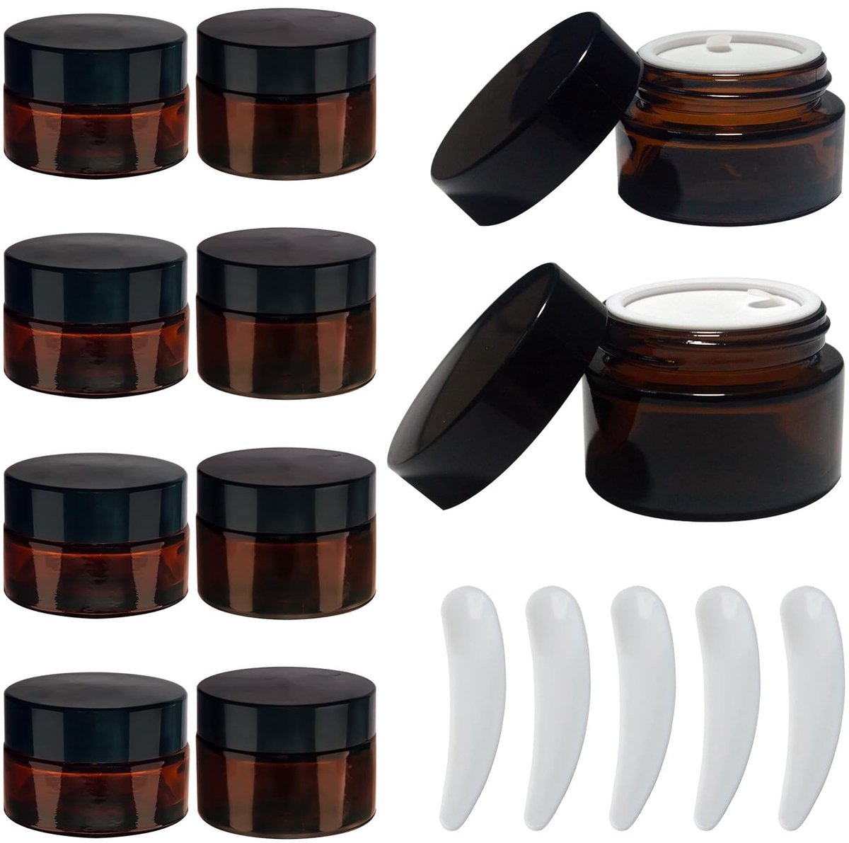 Dailygoods- Crèmepotje 20/30 ml - Amberglas - UV-bescherming - Leeg met deksel - 10