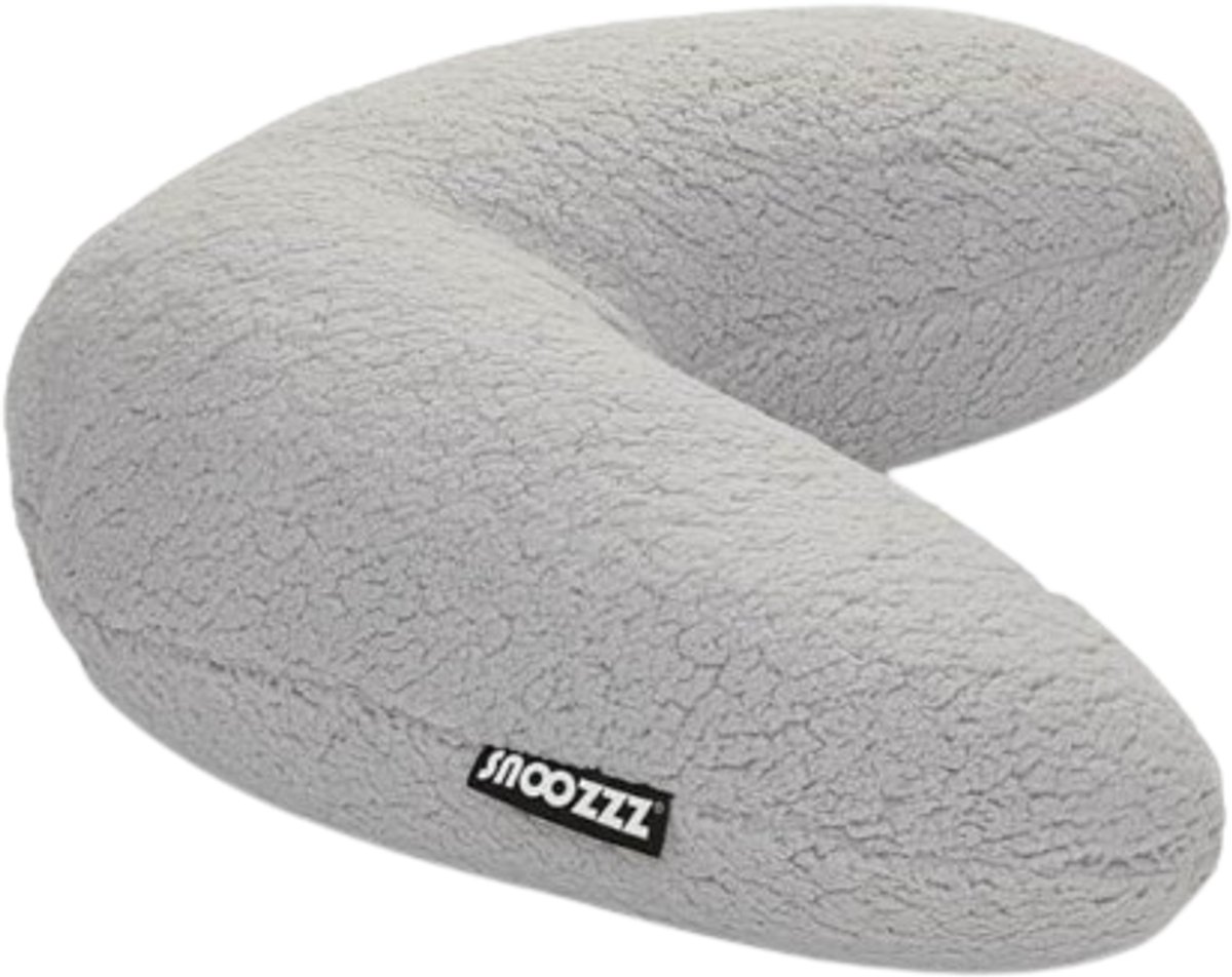 Snoozzz Voedingskussenhoes Small - Hoes voor voedingskussen zwangerschapskussen - 125 cm - Zachte teddy met katoen - Teddy Grijs