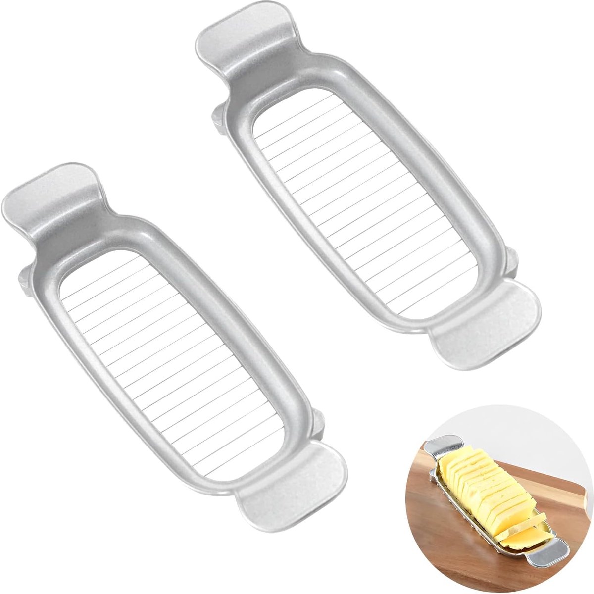 Kaas Snijder - Botersnijder Set - Keuken Hulp - Gelijkmatige Porties - 19.5 cm - Zilverkleurig