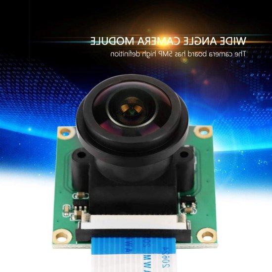 HD 4K Camera Module met 5MP Sensor, OV5647 Chip en 175° Fisheye Lens voor Raspberry Pi B 3/2, Ideaal voor Video-opnames en Beveiliging