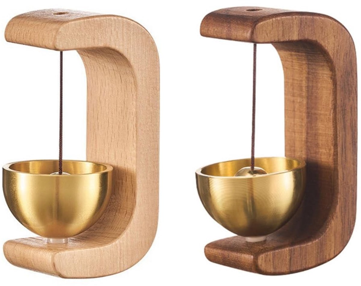 Dailygoods- Windgong Houten - 2 Stuks - Magnetische Achterkant - Helder Geluid - Decoratie Voor Thuis - Eenvoudig Te Installeren - Deurbel