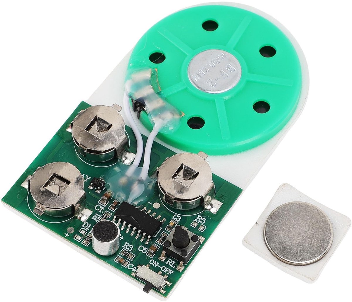 Dailygoods- Spraakmodule 4 Minuten Afspeeltijd - Geluidsopnamechip - Opneembare Stemgeluid - DIY Wenskaarten - Gebruiksvriendelijke Bediening - Batterijgevoed - Geluidschip