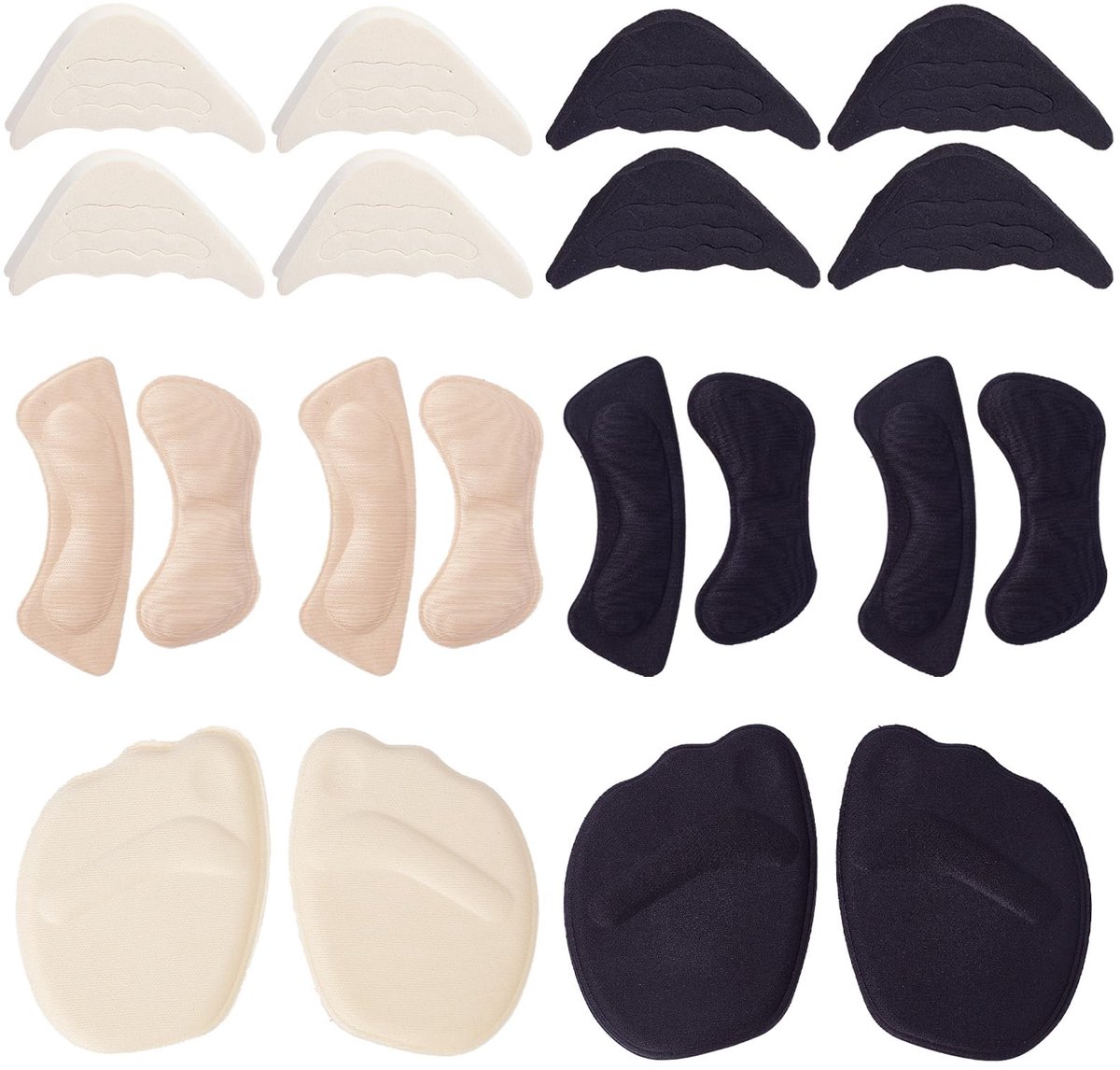 Dailygoods- Teeninzetstukken 10 Paar - Herbruikbare Schoenvullers - Multisize - Veelkleurig - Sponsmateriaal - Ondersteuning voor Dames/Heren - Schoeninlegzolen