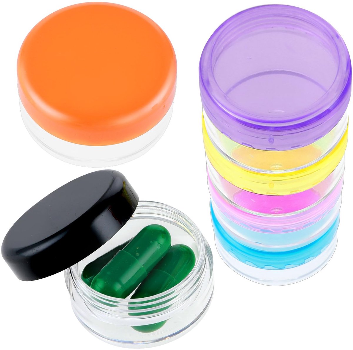 Dailygoods- Pillendoos Klein - 6 Stuks - Draagbare Mini-Pillencontainer - BPA-vrij - Medicijnopslag - Doorschijnend Ontwerp - Waterdicht - Medicijncontainer