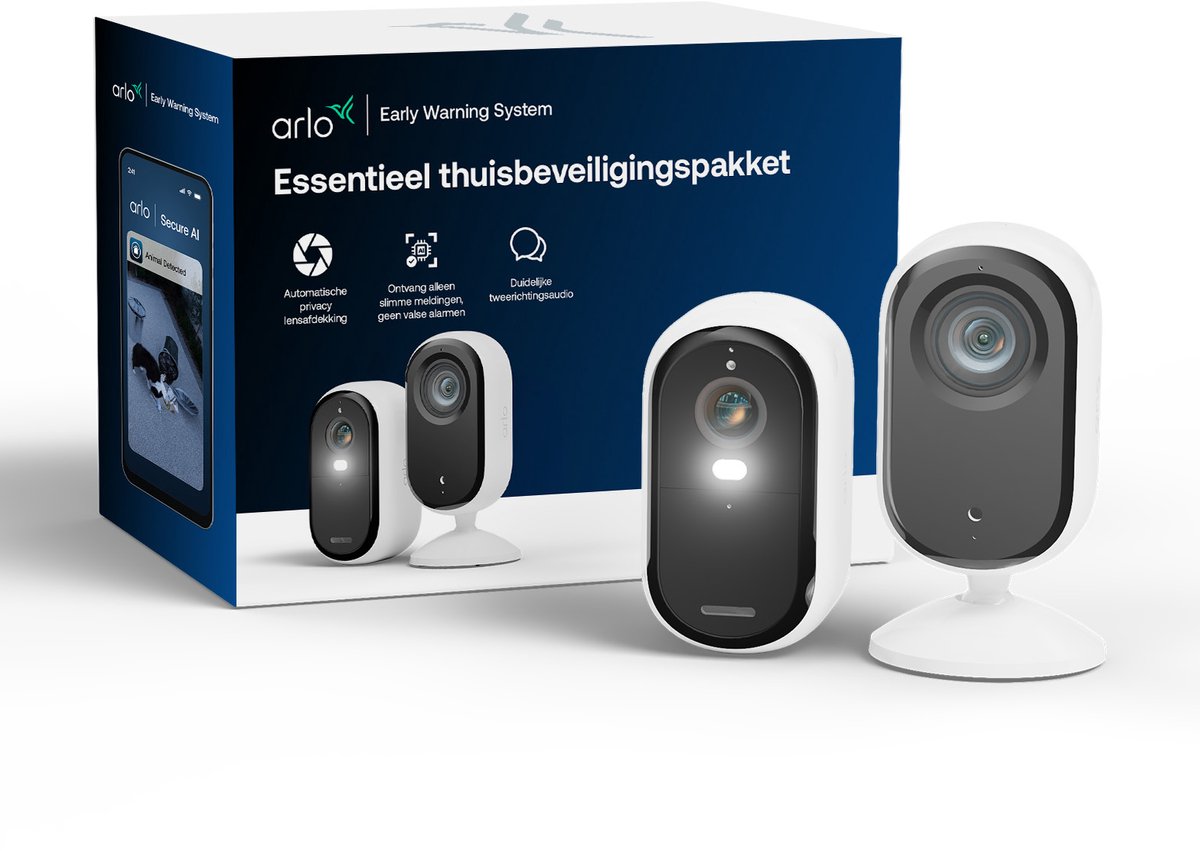 Arlo essential3 set - beveiliging set voor buiten & binnen, 2-cam (2k)