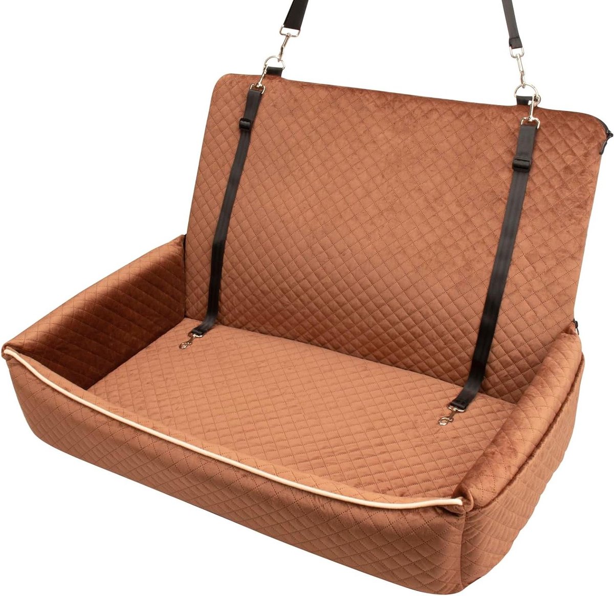 Honden Autostoel - Honden Booster Zitje - Veilig Reizen - Antislip Bodem - 80x50x55 cm - Bruin