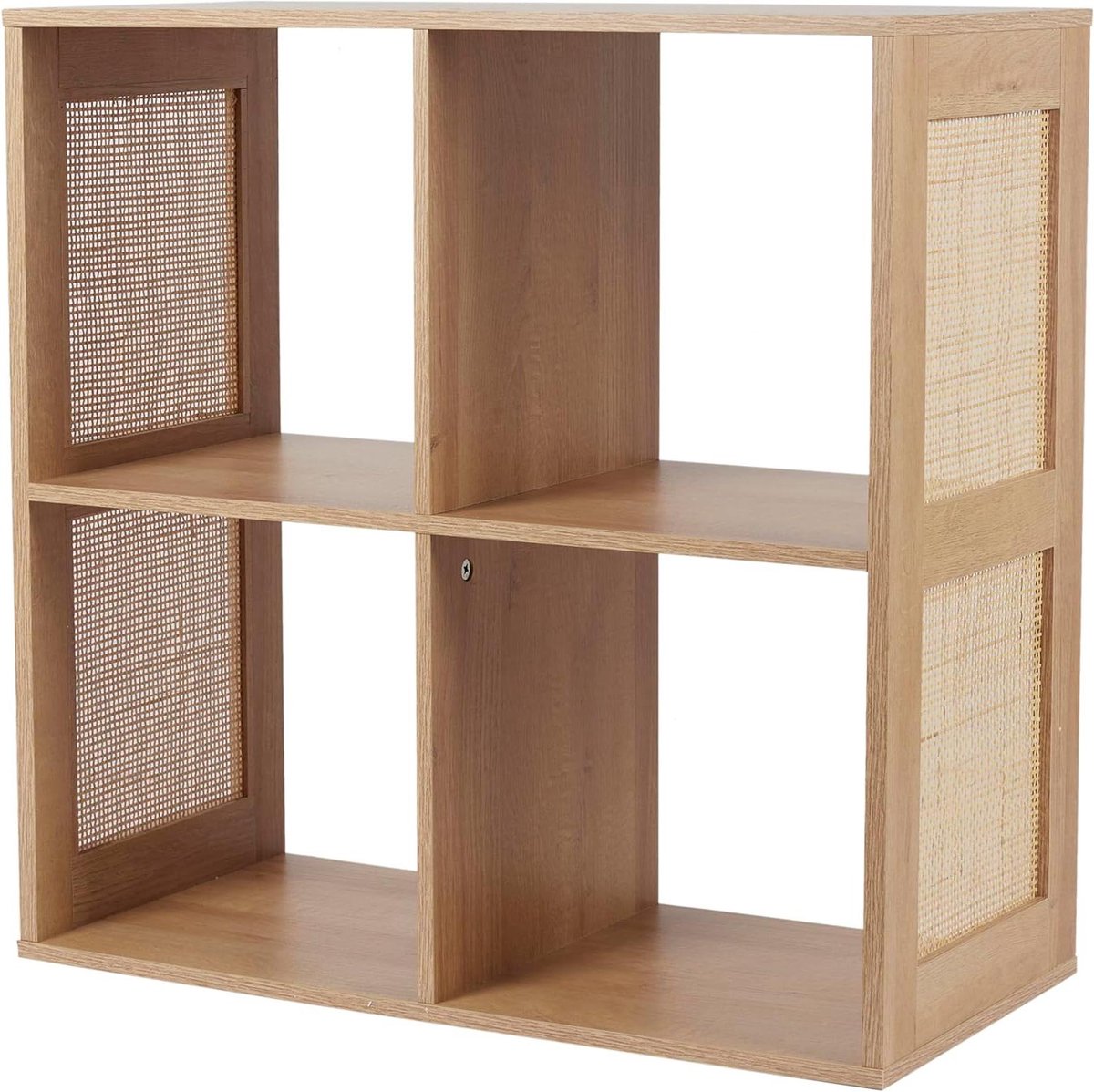 Modulaire Opslag - Opbergkast - Woonkamer Organiseren - Rotan Details - 66x66x32 cm - Bruin
