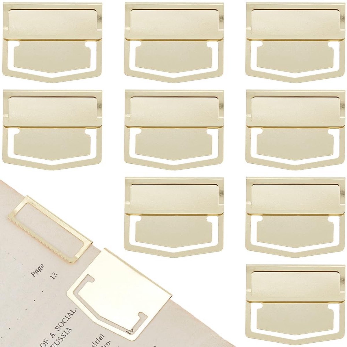Allecto - 14Pcs Gouden RVS Boekenleggers - Retro Index Clips voor Notebook en Planner