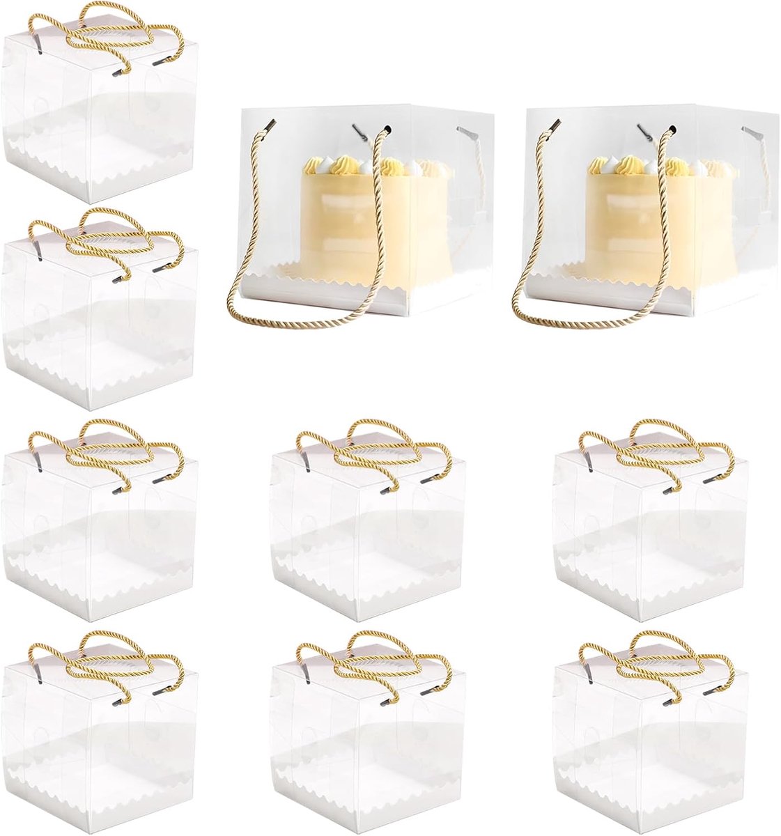 Cupcakedoosje - 14 x 14 x 14 cm - Tranparente - Met Tray en Venster - Gebaksdoos - Perfect Voor Cupcakes, Desserts en Meer - 10 stuks - Cupcakedozen - van Imperatoris