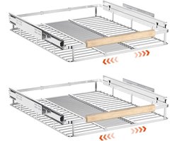 SANNO Trek kast organizer, uitglijden kast plank, onder de gootsteen glijden kast organizer, potten pannen organisator gladde rol, uitbreidbare breedte 16,1 ~ 26,5 inch W