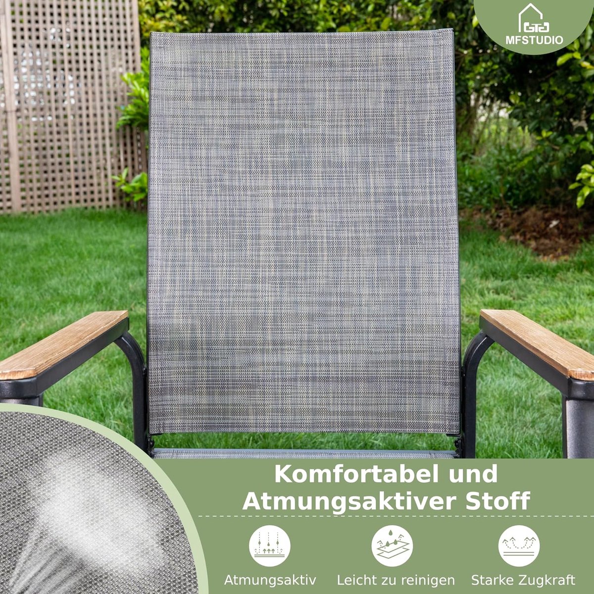 Tuinmeubelset 6-Persoons | Depauwonen Capri Buiten Tafel en Stoelen Set | Rechthoekige Tuinset met Verstelbaar Parasolgat, Weerbestendig, Moderne Balkon- en Terrasmeubels, Metaal & Aluminium, Zwart-Sepia