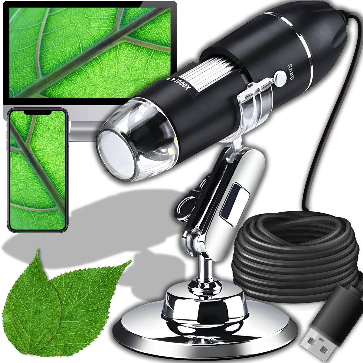 Retoo Digitale Microscoop Camera 1600x Vergroting met 2MP en 8 LED Verlichting