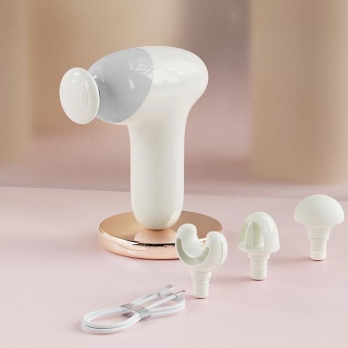 Mini spiermassageapparaat, draagbaar, 5 snelheden, geluidsarm, bediening met één hand