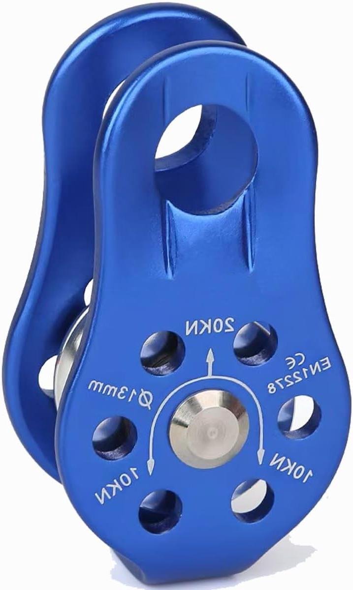 Kabelrol Katrol - Rondsel Blok - Touw Klimmen - Lagers Verminderen Wrijving - Tot 13mm Touw - Blauw