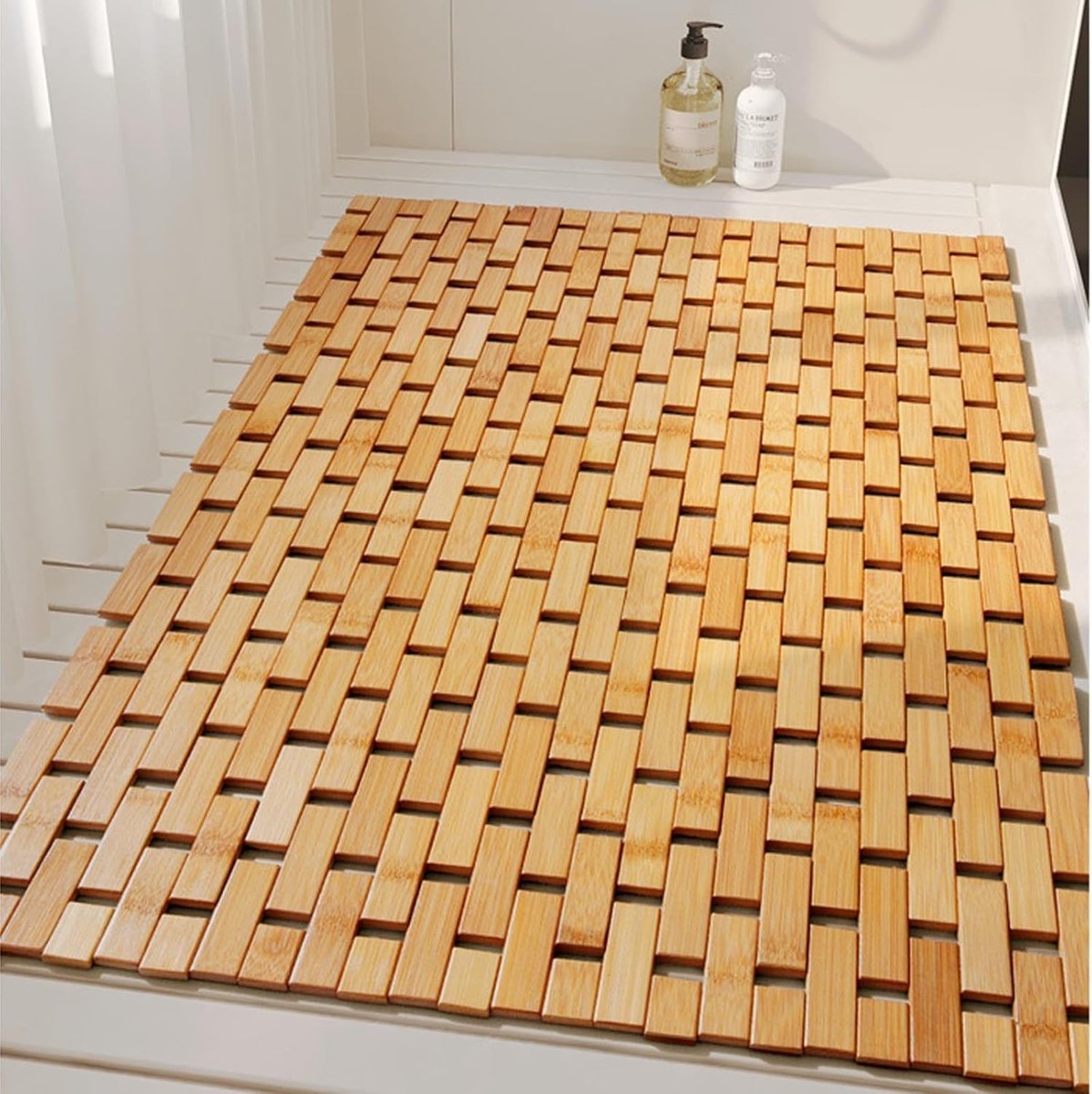 Bamboe Badmat - Houten Douchemat - Veilig Douchen - Anti-slip Onderkant - 40x60 cm - Natuurlijk — cadeau in Wonen & Interieur - foto 5