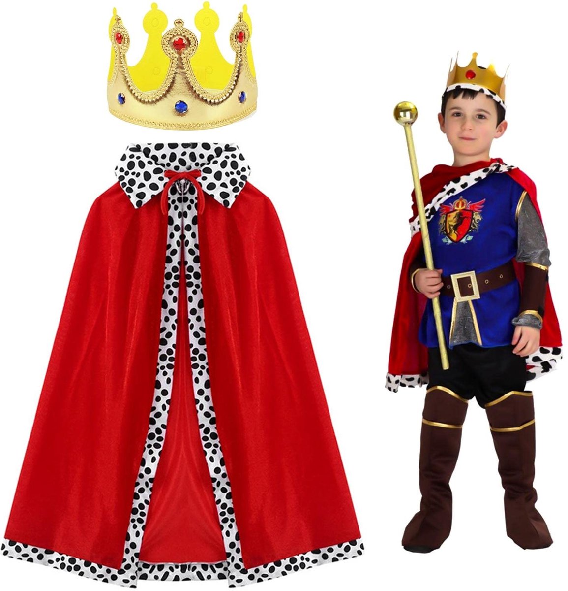King Costume Set voor Kinderen - Prins Kostuum voor Halloween en Toneel