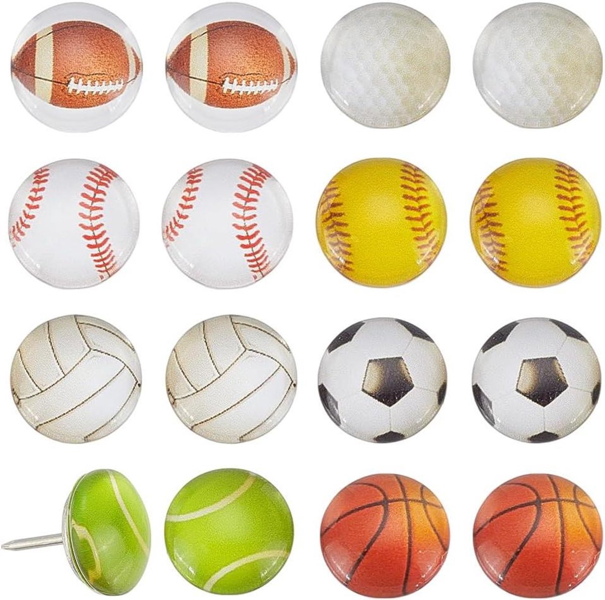 Sport Punaises - Decoratieve Spelden - Borden Decoreren - Realistische Balvormen - 14 mm