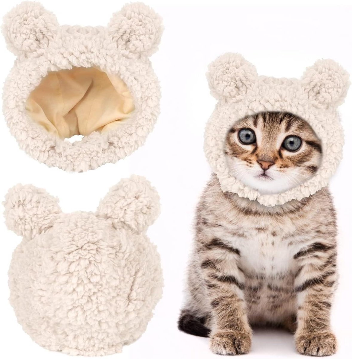 Kattenhoed - Pluche muts - Winterse warmte - Uniek berenontwerp - Verstelbaar - Wit