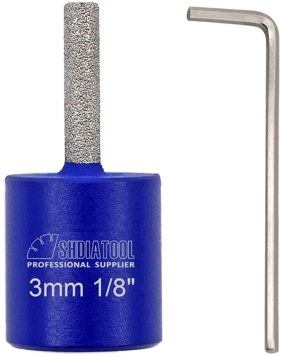 Diamant Slijpschijf - Glasfrees - Glas Bewerken - Vacuüm Gesoldeerd - 3mm Schacht - Zilver