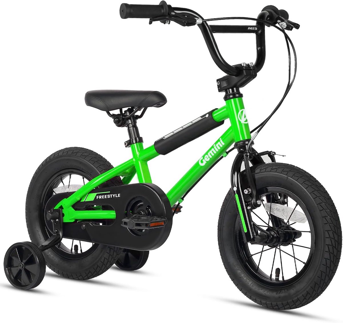 Kinderfiets BMX-stijl Loopfiets met steunwielen Leren fietsen Stevig stalen frame 12 tot 16 inch Groen