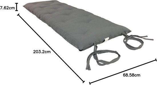 Japanse Vloermatras - Opvouwbaar Kussen - Comfortabel Slapen - Opvouwbaar en Draagbaar - 203 cm Lang - Grijs — afbeelding 3