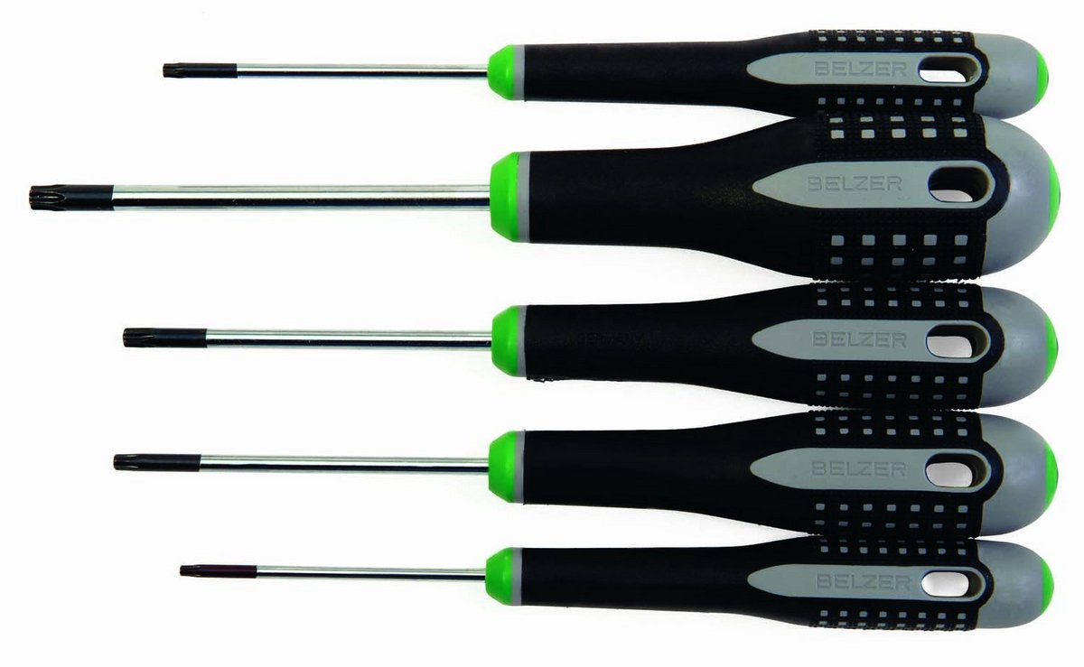 Schroevendraaierset - Torx Bits - Klusjes Thuis - Ergonomische Grip - 5 Delig - Grijs