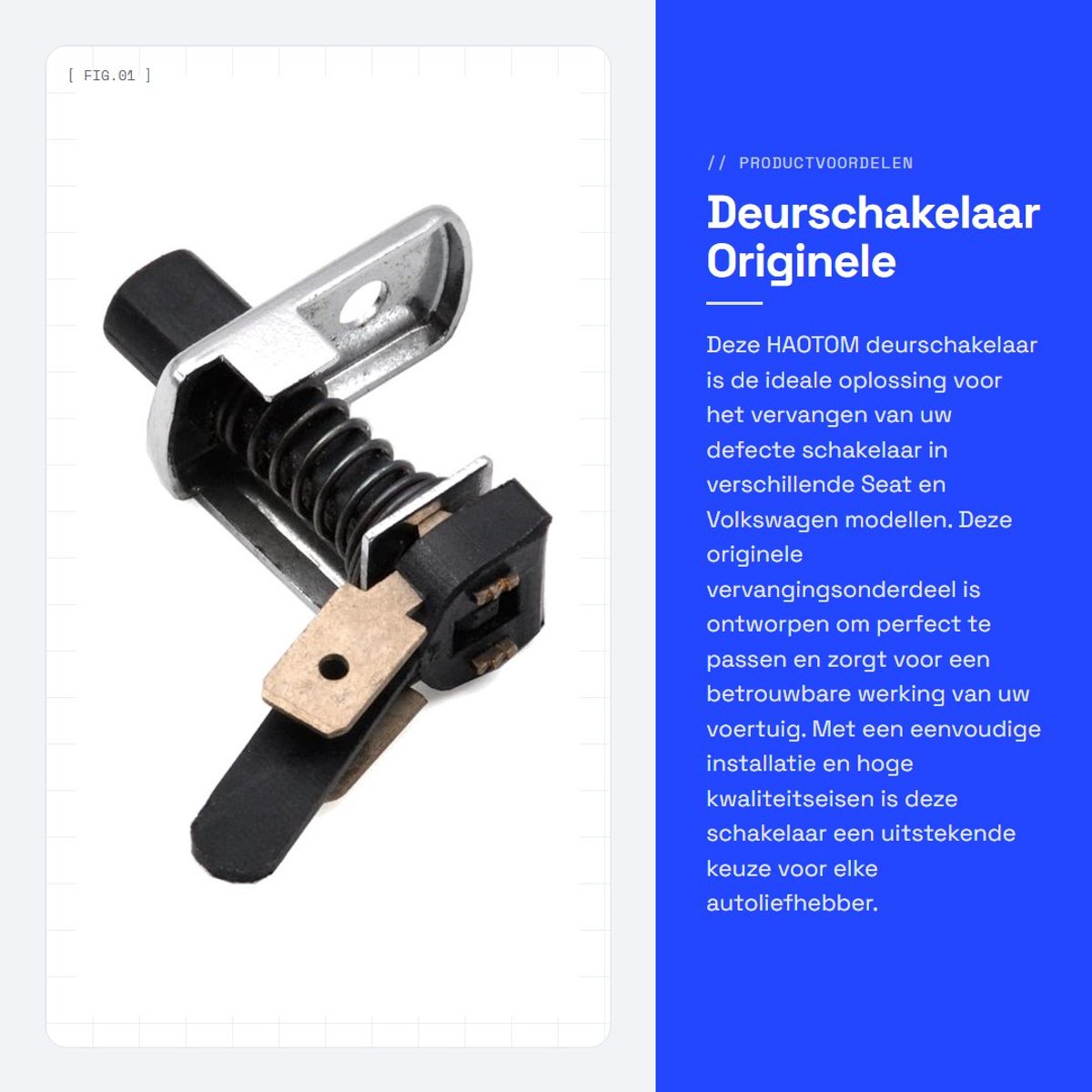 Dailygoods - Deurschakelaar - Originele vervangingsonderdeel - Geschikt voor Seat en VW - Betrouwbare kwaliteit - Ideaal voor auto-onderhoud - Geschik...