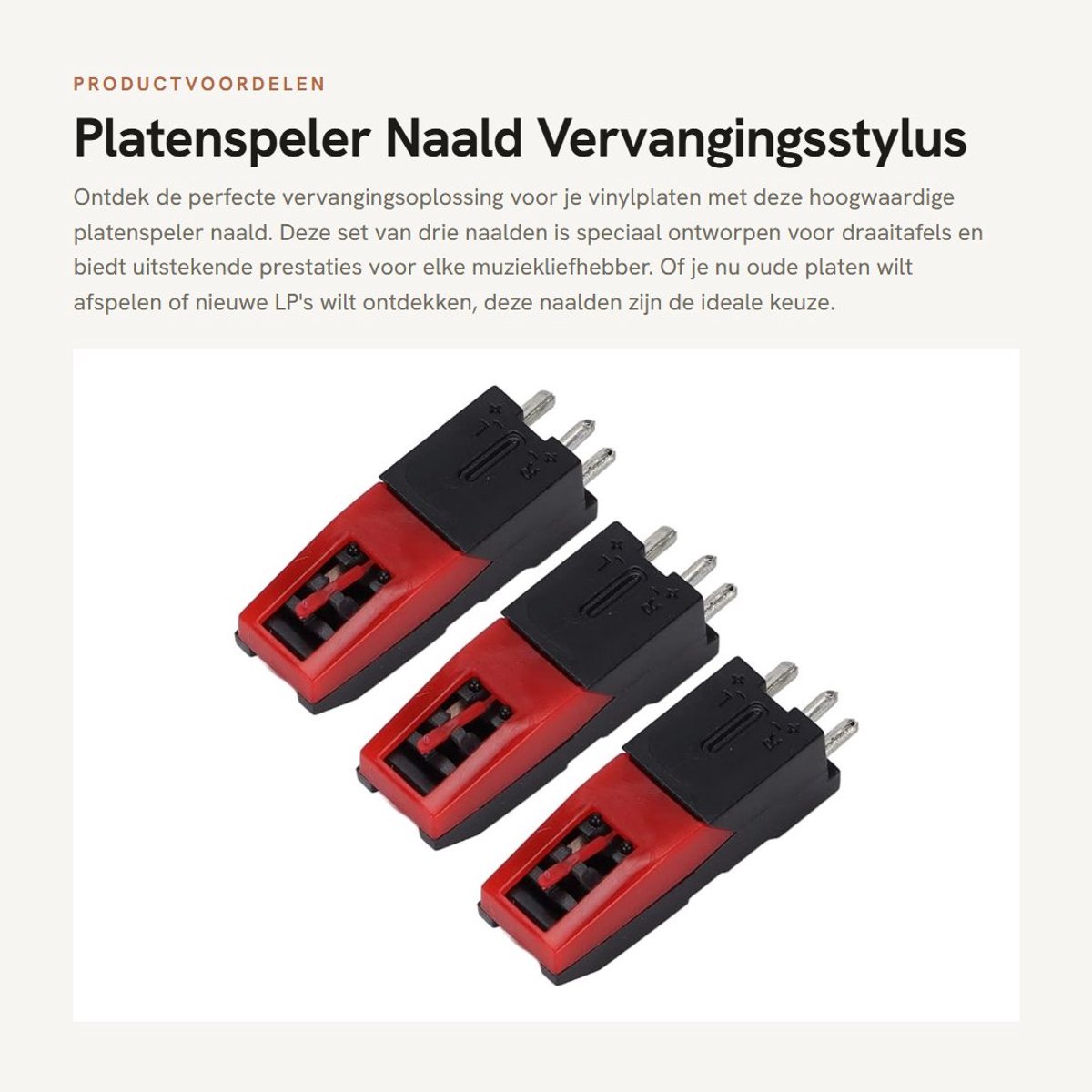 Dailygoods- Platenspeler Naald Vervanging - 3 Stuks - Antieke Stylus - Kunststof - Eenvoudige Installatie - Duurzaam Materiaal