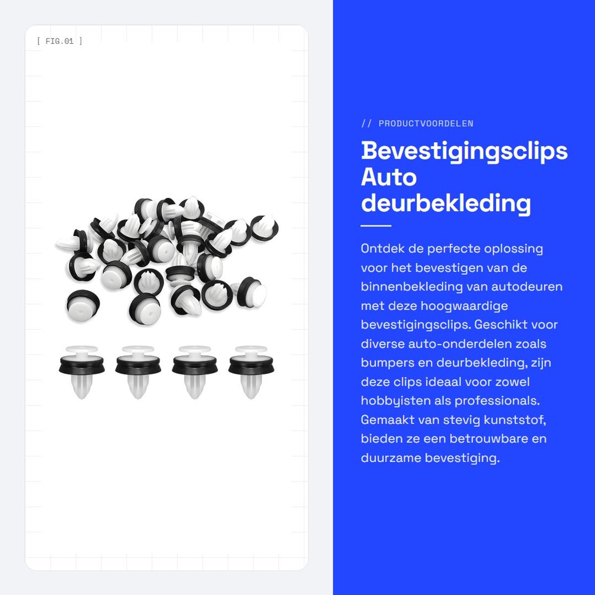 Dailygoods- Bevestigingsclips 50 stuks - Deurbekleding Clips - Kunststof - Universeel - Lichtgewicht - Robuust en Duurzaam - Deurbekleding Clip