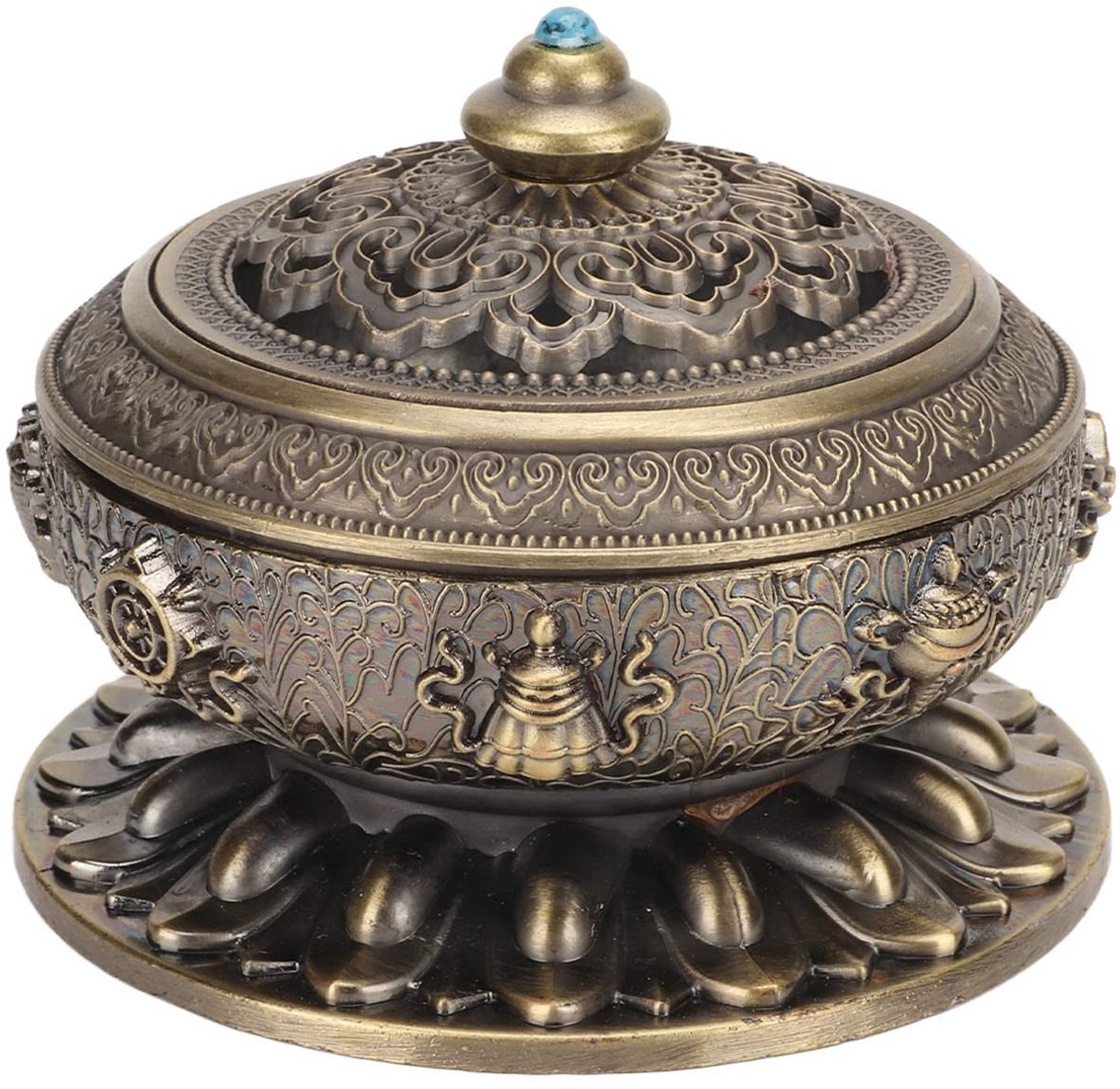 Dailygoods- Wierookbrander Bronslegering - Wierookhouder - Geschikt voor Yoga - Decoratie - Hoogte 8,5 cm - Diameter 10 cm - Eenvoudig te gebruiken