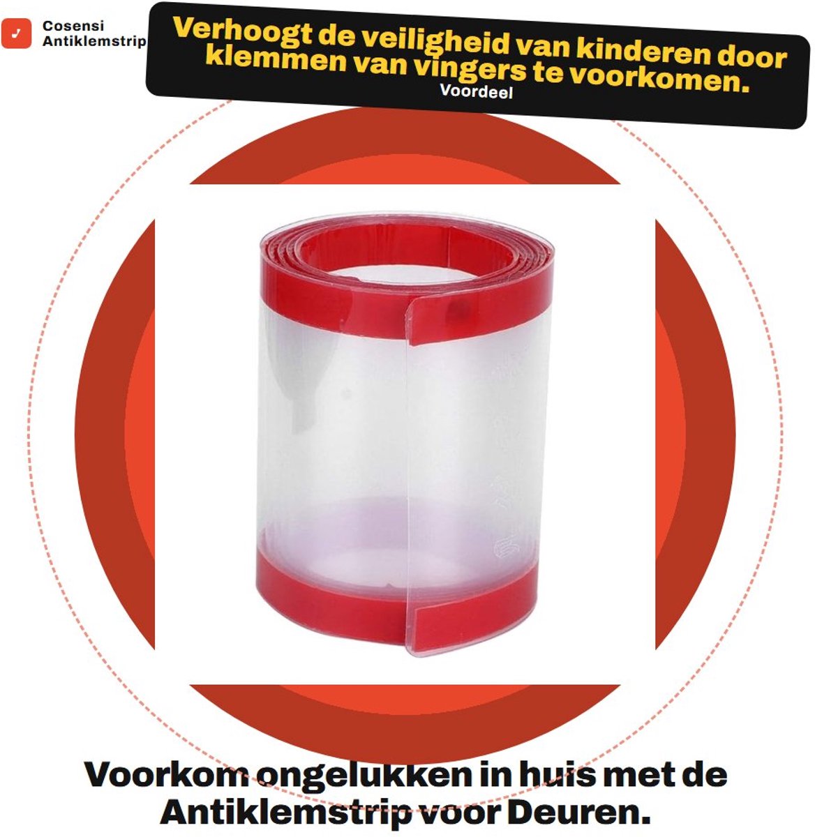 Dailygoods- Antiklemstrip Veiligheidsbeveiliging - Vingerbescherming - Polypropyleen - 120x10cm - Geschikt voor Hout- en Schuifdeuren - Eenvoudige Installatie - Deurklembeveiliging