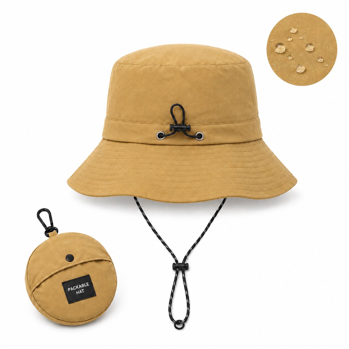 Flipflop Club® Bucket Hat Khaki | Waterdicht Vissershoedje Dames Heren | UV Bescherming | Zonnehoed Regenhoed | Opvouwbaar | Emmerhoed | Safari Outdoor Kamperen | Unisex