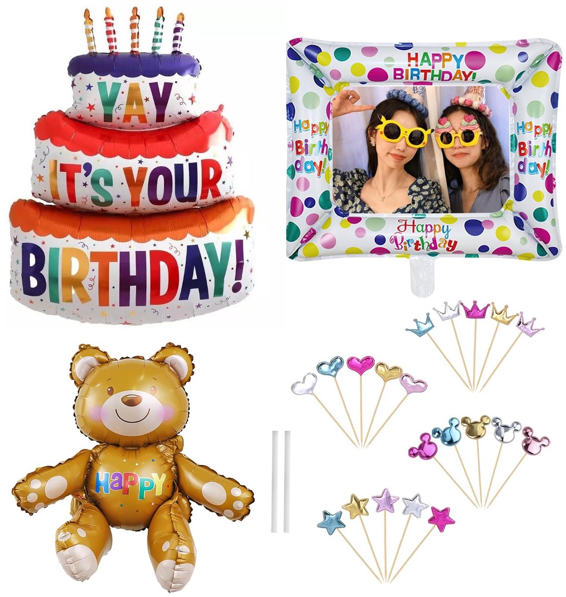 Dailygoods- Opblaasbare Rekwisieten 25 Stuks - Fotohokjes - Verjaardagsfeestje - Selfie-Frame - Duurzaam - Lichtgewicht en Opvouwbaar - Fotorekwisieten