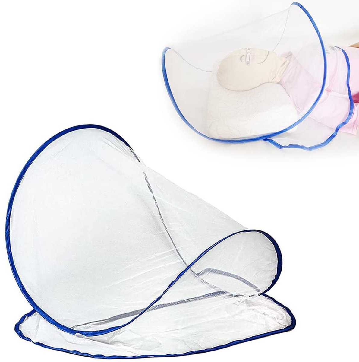 Dailygoods- Vliegengaas Ultralicht - Muggennet voor Hoofd - Opvouwbaar - Slijtvast Polyester - Voor Kamperen - Sterke Glasvezelstaaf